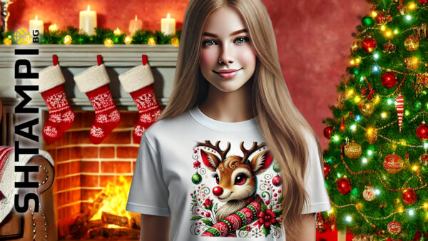 Еднакви Коледни и Новогодишни Тениски с Еленчета - Image 15