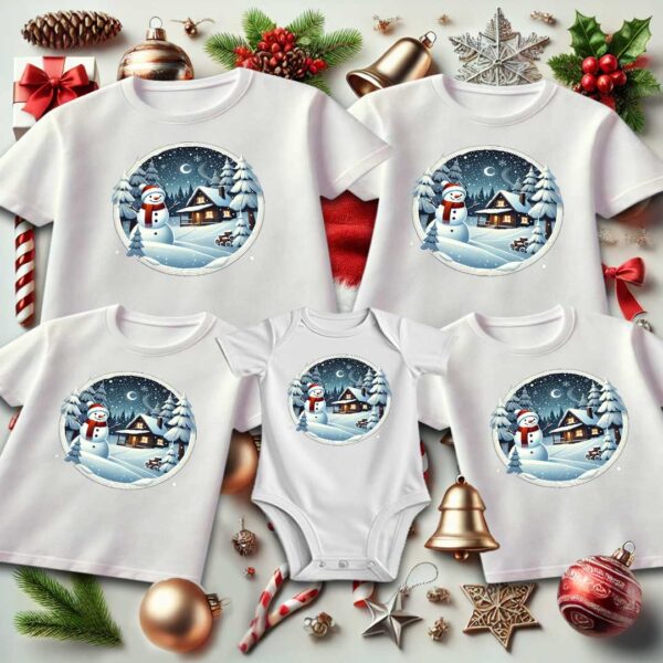 Семейни Коледни и Новогодишни Тениски със Снежния Човек - Image 7