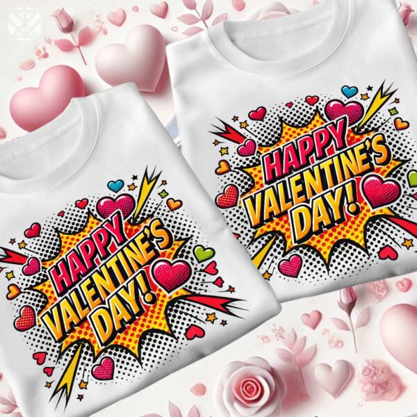 Тениски за двойки Happy Valentine's Day! - Image 3