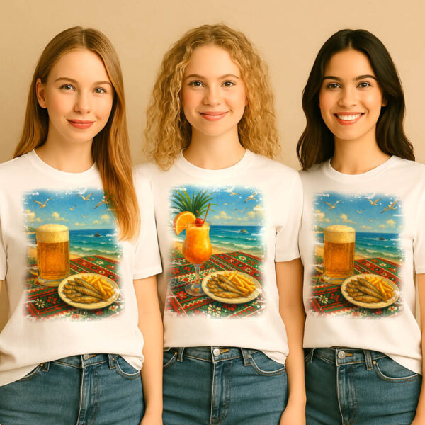 Тениски с български морски пейзаж, бира и сок с цаца и картофки - Image 2