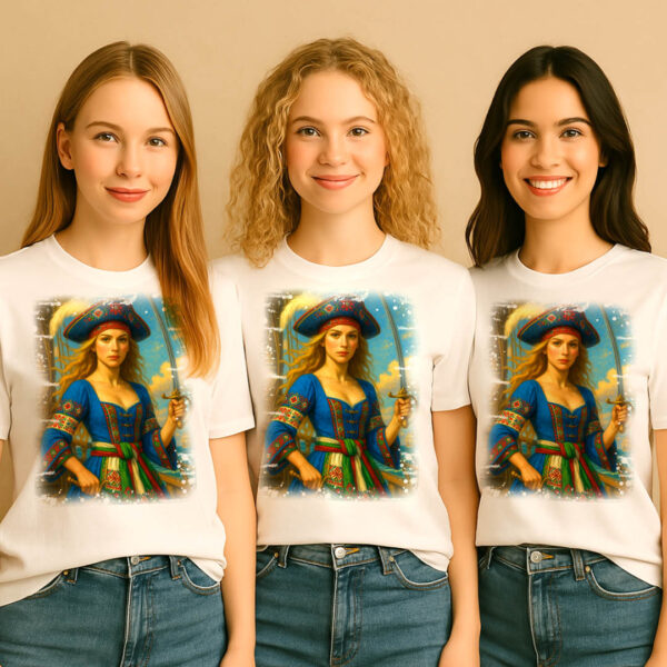 Семейни тениски с пират и пиратка с български шевици - Image 7