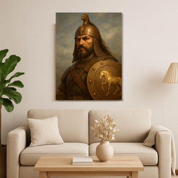 Кан Аспарух – Щитът на България | Исторически Портрет на Канава 30x40 см - Image 2