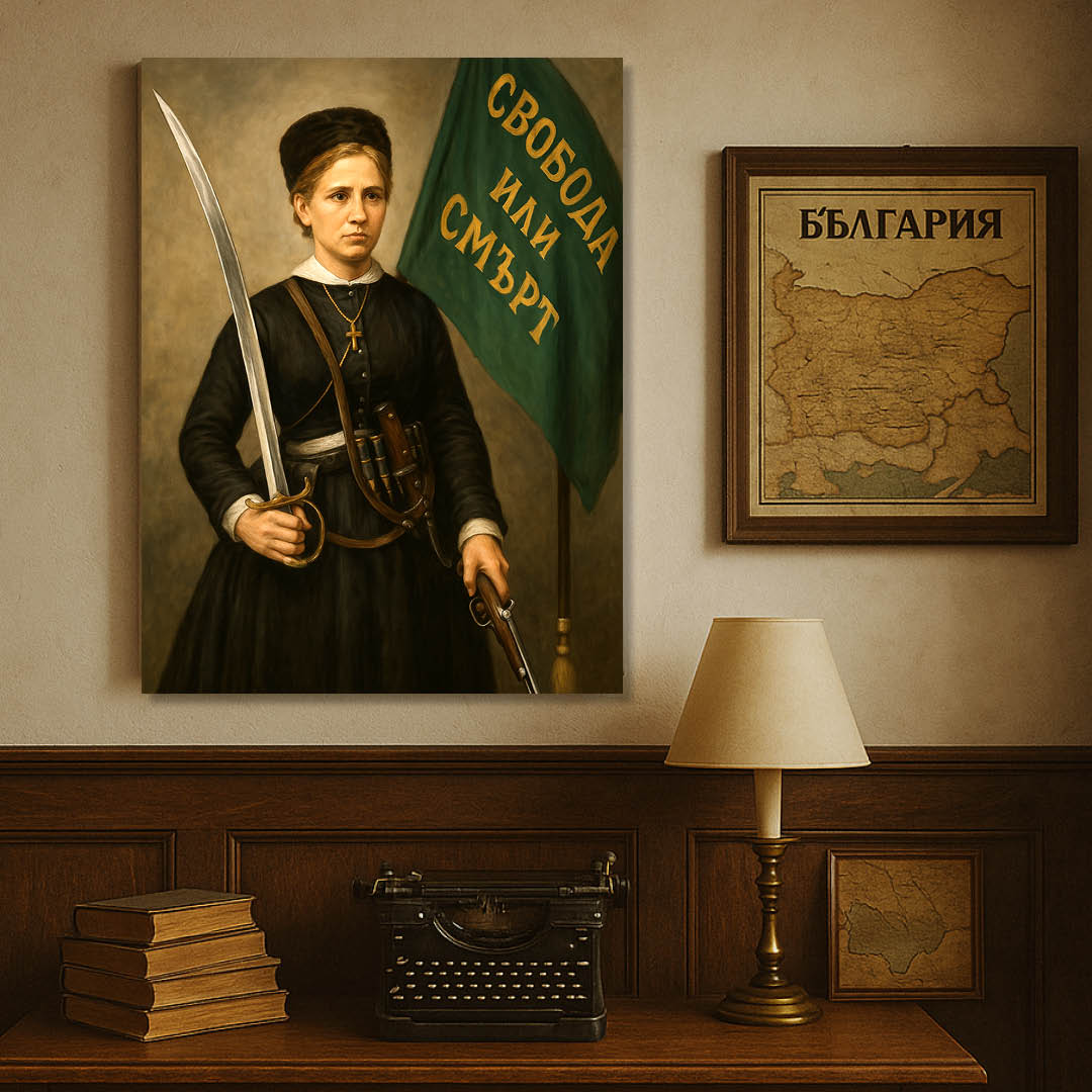 Свобода или смърт – Знамето на Райна Княгиня | Исторически Портрет на Канава 30x40