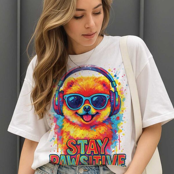 Stay Pawsitive – Unisex OVERSIZED тениска с дизайнерски кучешки вайб - Image 4