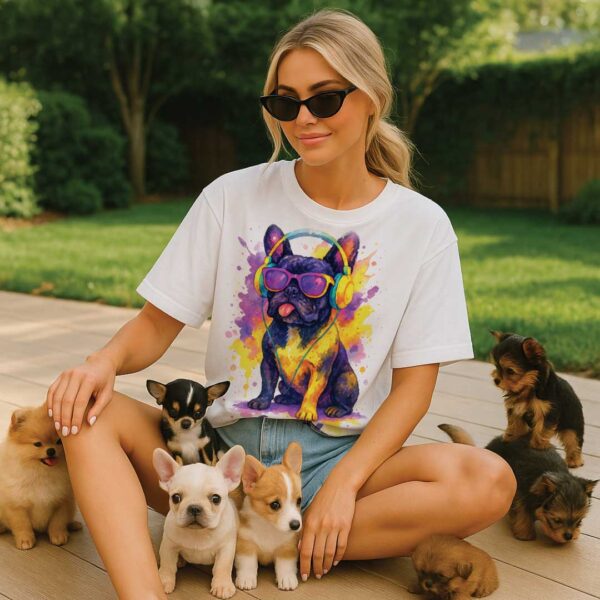 Stay Pawsitive – Unisex OVERSIZED тениска с френски булдог и арт вайб - Image 3