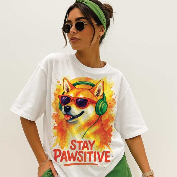 Stay Pawsitive – Unisex OVERSIZED тениска със Shiba Inu и уличен шик