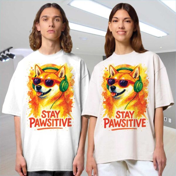 Stay Pawsitive – Unisex OVERSIZED тениска със Shiba Inu и уличен шик - Image 8