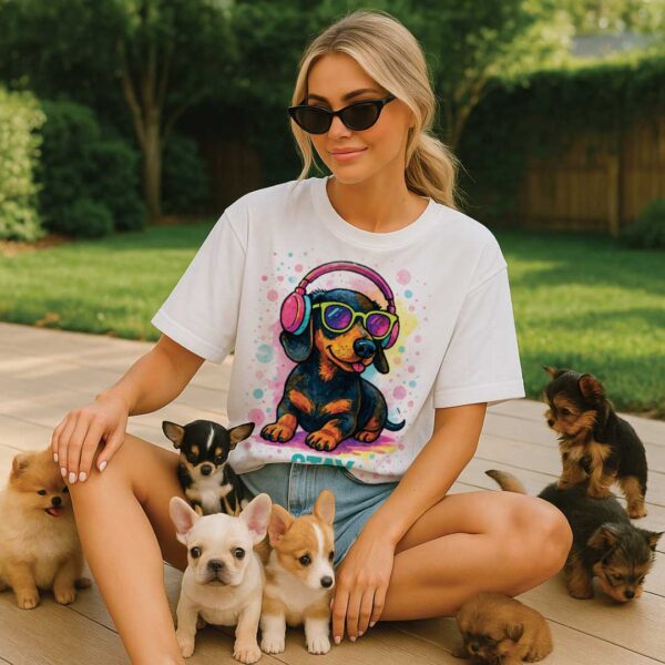 Stay Pawsitive – Unisex OVERSIZED тениска с дакел и поп арт настроение - Image 6
