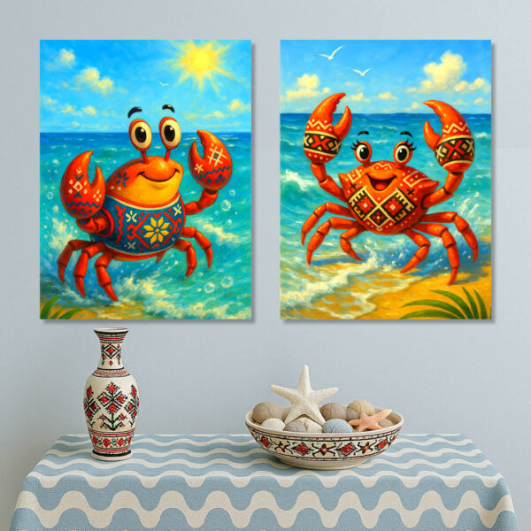 Весела рачешка двойка с шевици - Комплект от 2 Картини - Канава 30x40 см - Image 3