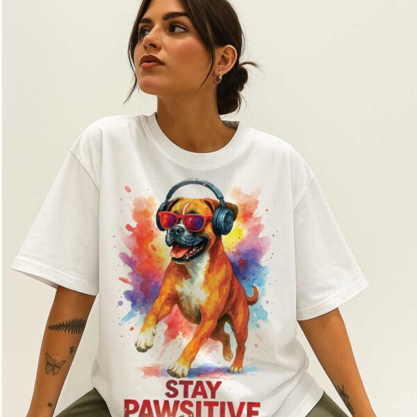 Stay Pawsitive – Unisex OVERSIZED тениска с боксер и енергия без филтър - Image 9