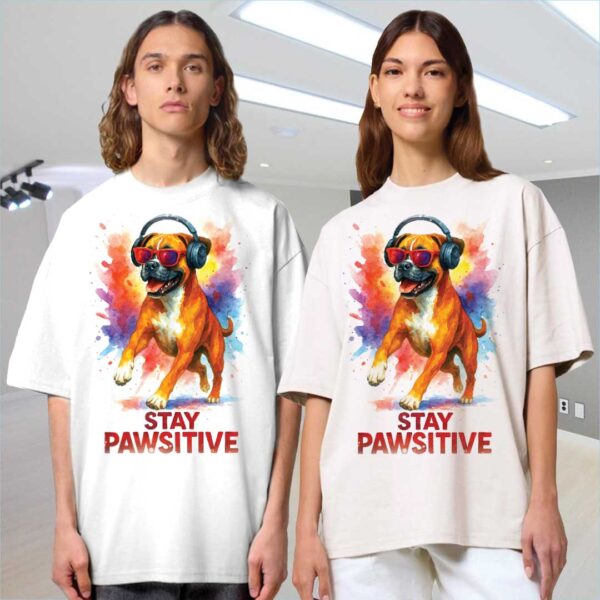 Stay Pawsitive – Unisex OVERSIZED тениска с боксер и енергия без филтър - Image 10