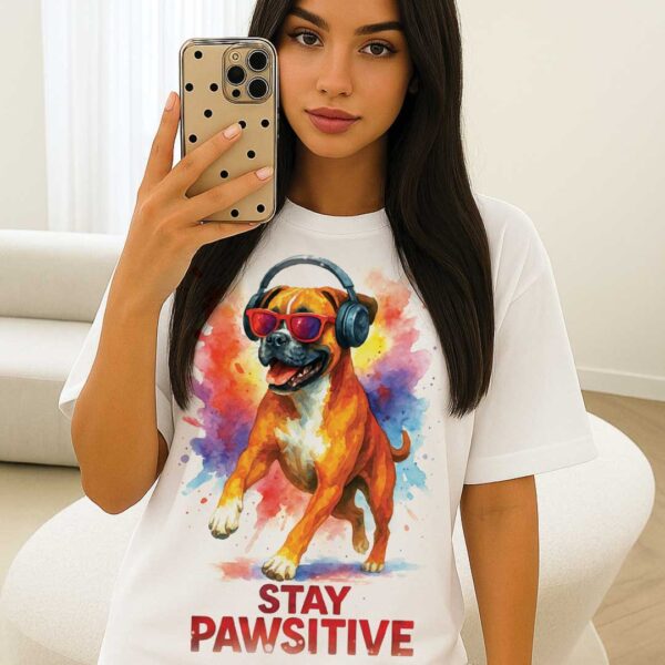 Stay Pawsitive – Unisex OVERSIZED тениска с боксер и енергия без филтър