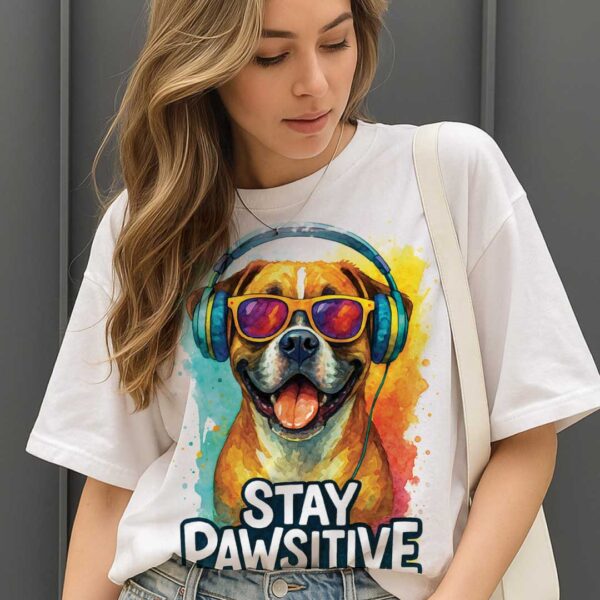 Stay Pawsitive – Unisex OVERSIZED тениска с усмихнат боксер и цветен ритъм - Image 14