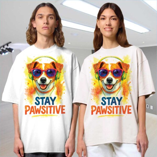 Stay Pawsitive – Unisex OVERSIZED тениска с джак ръсел и игрив уличен стил - Image 10