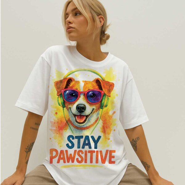 Stay Pawsitive – Unisex OVERSIZED тениска с джак ръсел и игрив уличен стил - Image 6