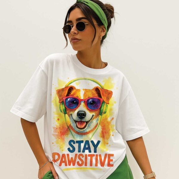 Stay Pawsitive – Unisex OVERSIZED тениска с джак ръсел и игрив уличен стил - Image 8