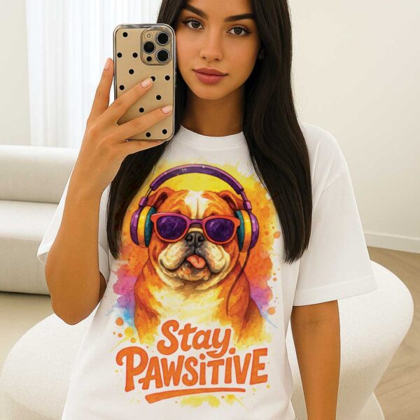 Stay Pawsitive – Unisex OVERSIZED тениска с английски булдог и стоическо излъчване - Image 8