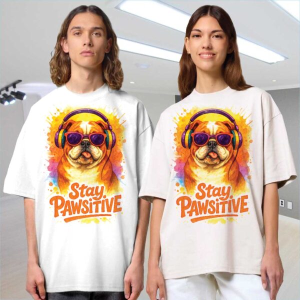 Stay Pawsitive – Unisex OVERSIZED тениска с английски булдог и стоическо излъчване - Image 7