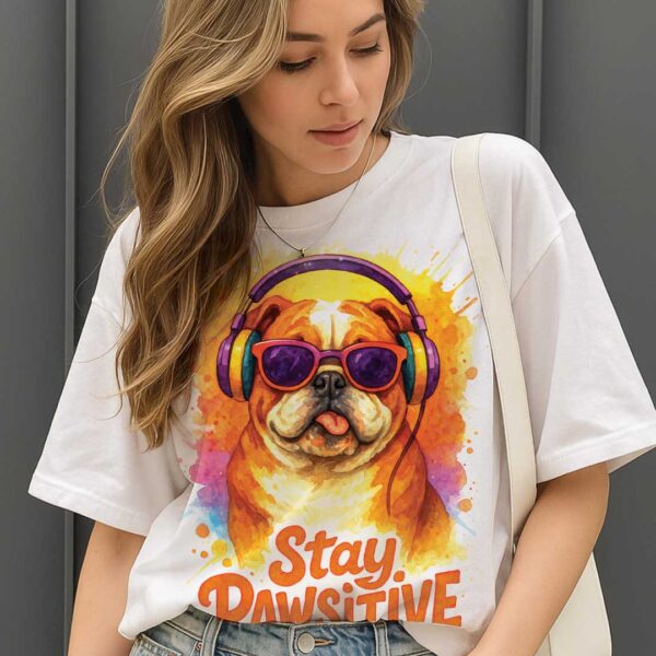 Stay Pawsitive – Unisex OVERSIZED тениска с английски булдог и стоическо излъчване - Image 5