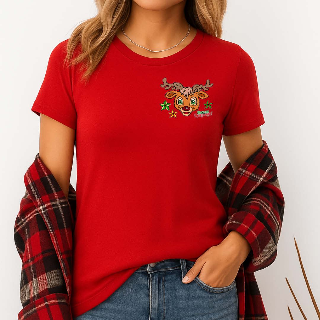 Коледна тениска с еленчето Рудолф – червена, за семейства и компании - Image 7