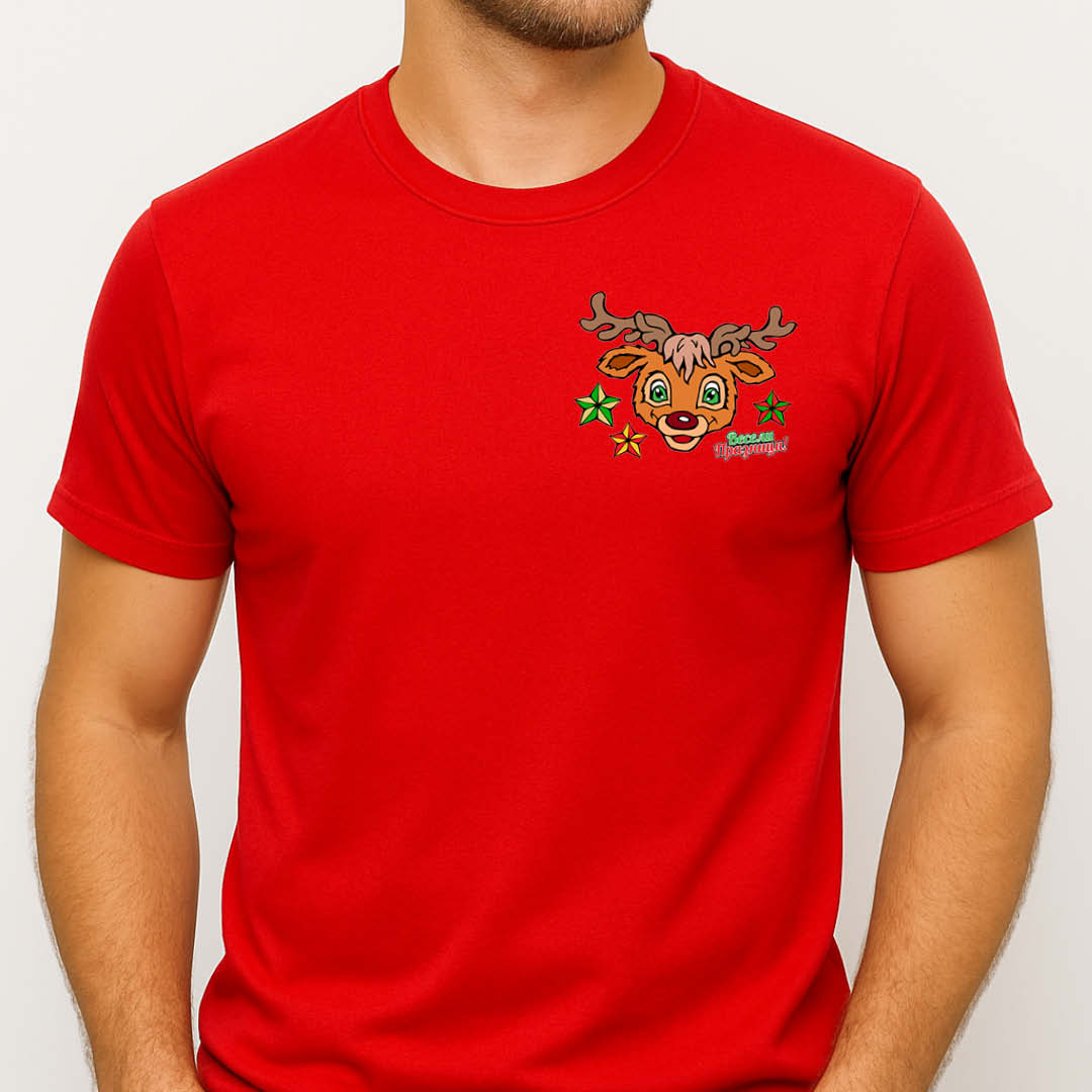 Коледна тениска с еленчето Рудолф – червена, за семейства и компании - Image 6