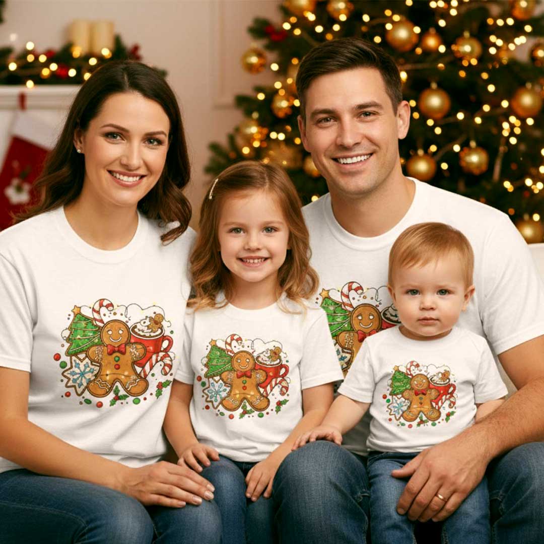 Коледни семейни тениски Джинджифилово човече