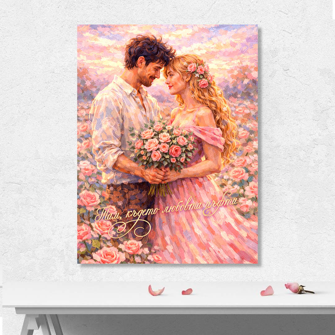 Коледна картина върху канава Дядо Коледа с подаръци