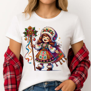 Българска Коледа – семейни тениски с коледари и народни мотиви