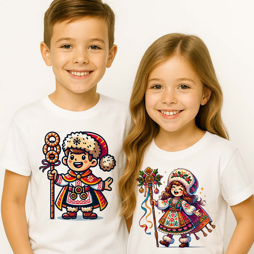 Българска Коледа – семейни тениски с коледари и народни мотиви - Image 3