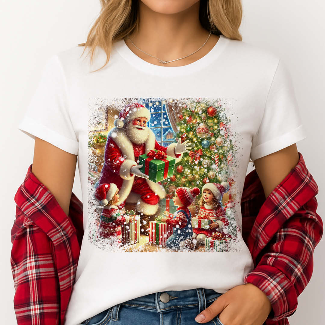 Коледни тениски с Дядо Коледа и деца Коледни тениски с Дядо Коледа и деца