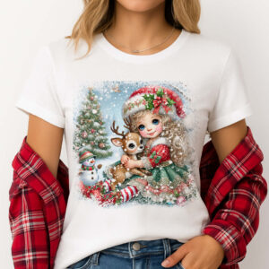 Коледни тениски с дете и еленче Коледни тениски с дете и еленче