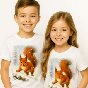 Зимна тениска с игрива катеричка Зимна тениска с игрива катеричка