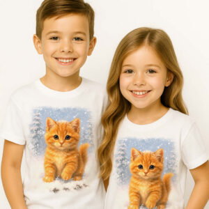 Зимна тениска с рижаво котенце Зимна тениска с рижаво котенце