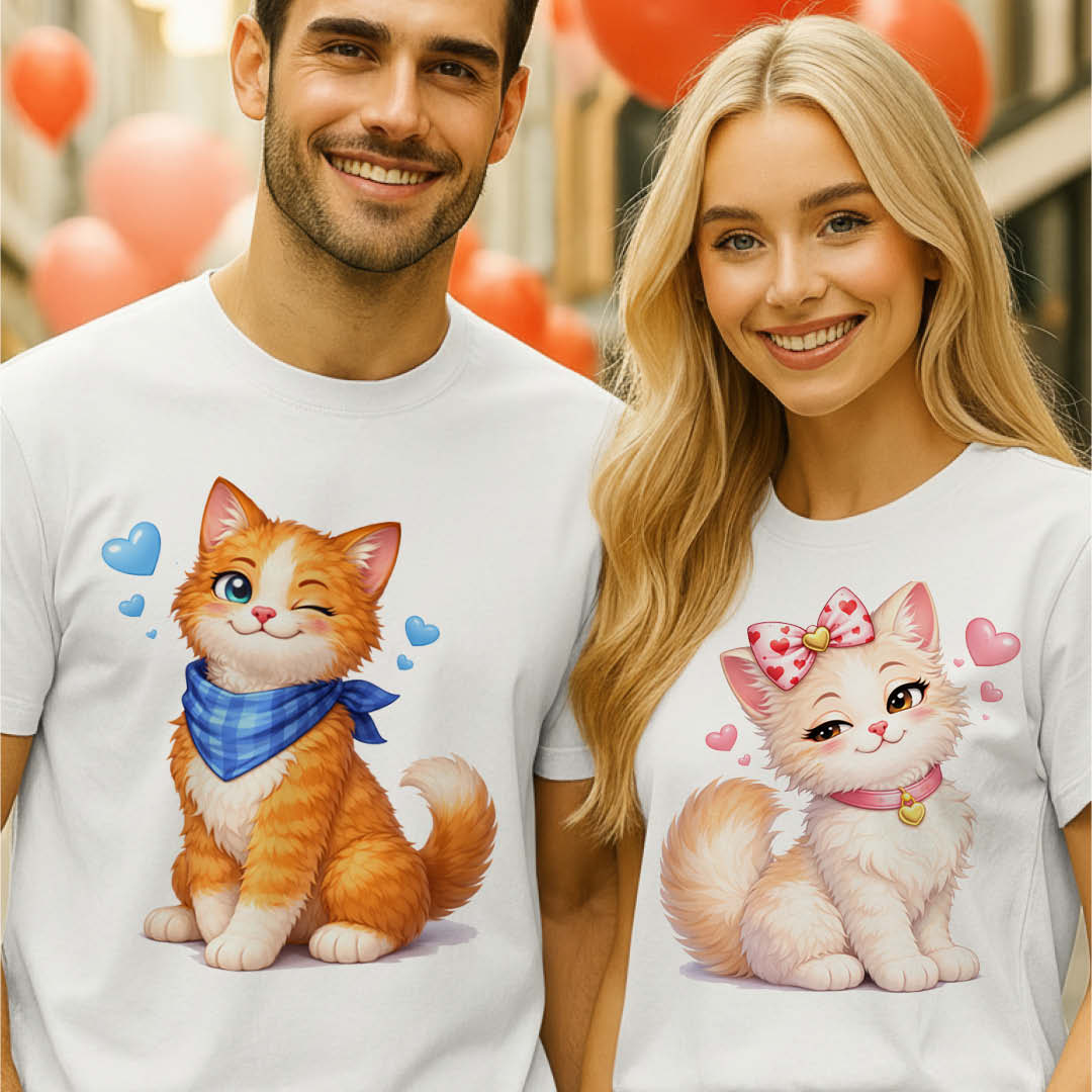 Тениски за двойки Свети Валентин Котенца