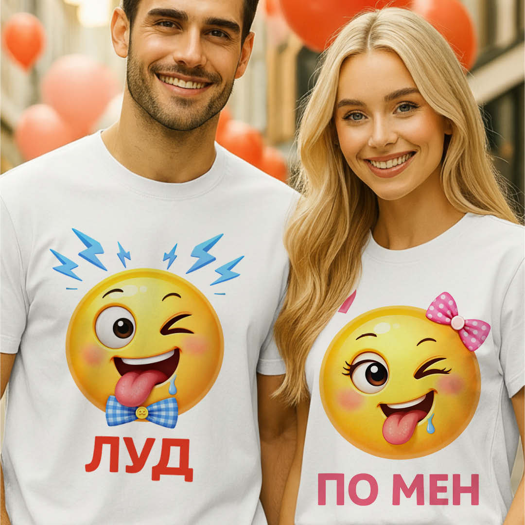 Забавни Тениски за двойки Луд по Мен