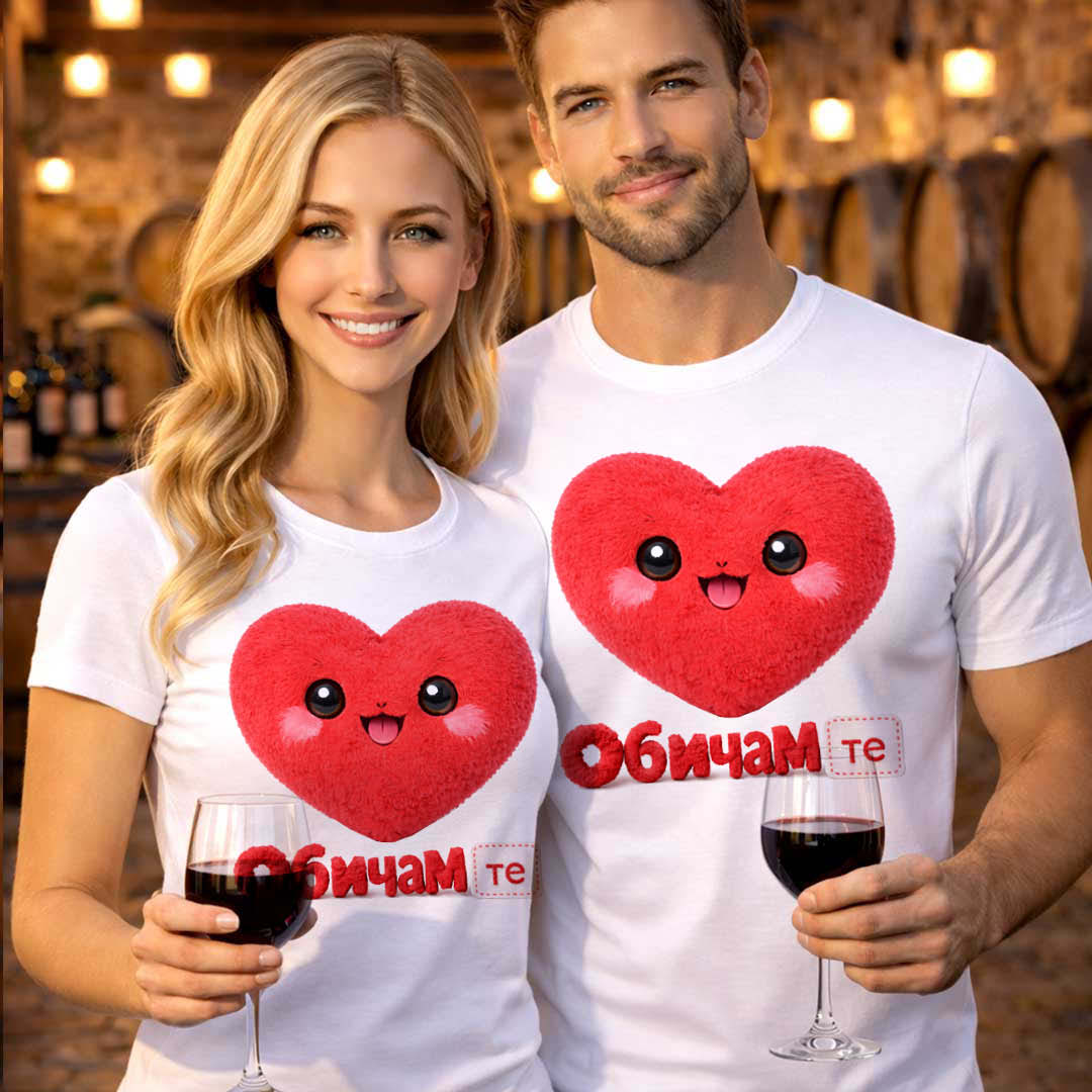 Комплект тениски за двойки Обичам те