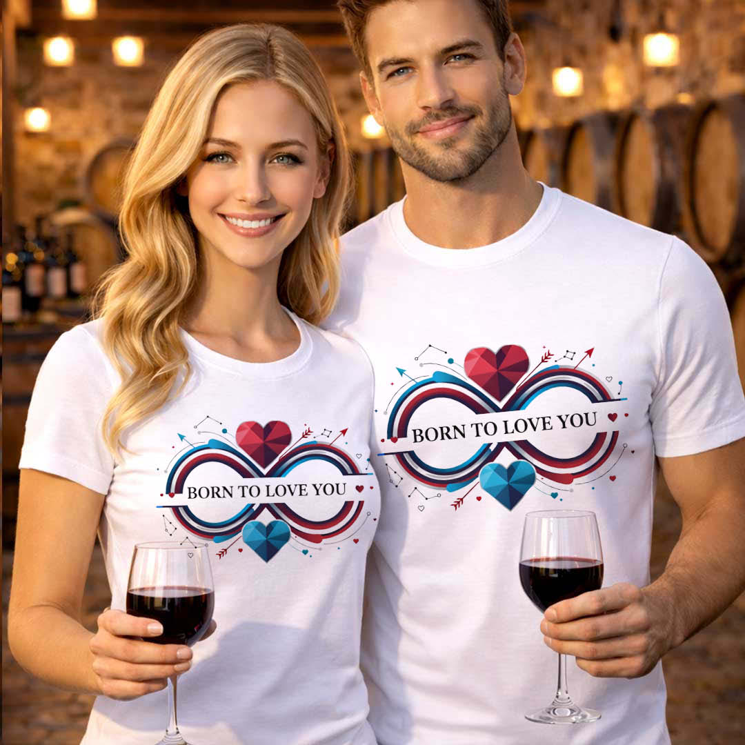 Комплект тениски за двойки Born to Love You Комплект тениски за двойки Born to Love You
