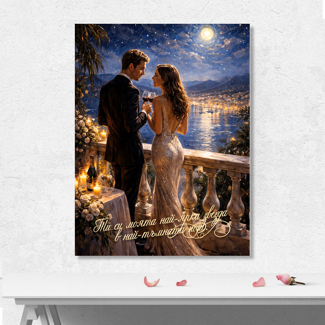 Романтична картина с послание Ти си моята най-ярка звезда