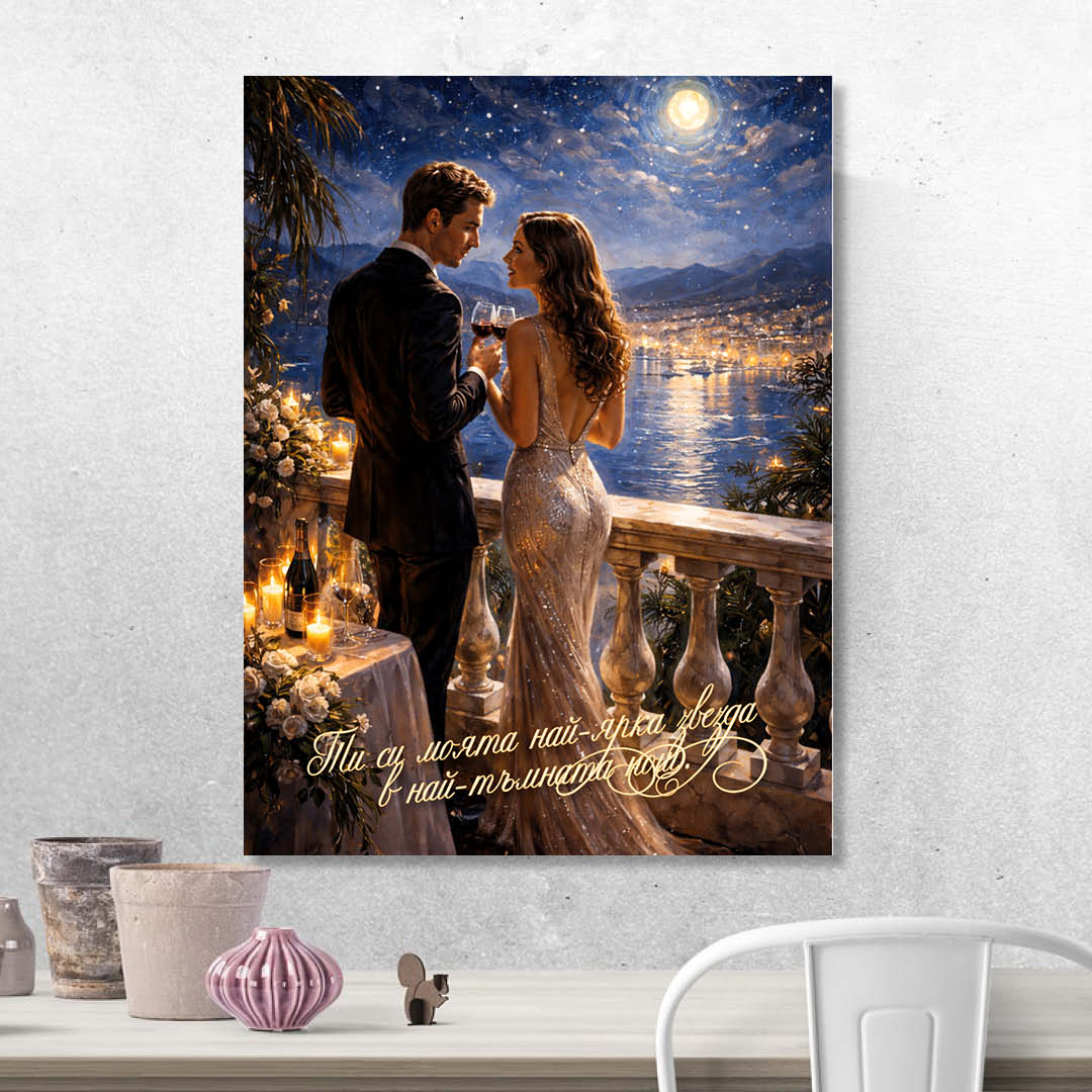 Романтична картина с послание Ти си моята най-ярка звезда - Image 3