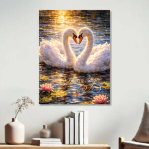 Завинаги заедно – романтична картина с лебеди