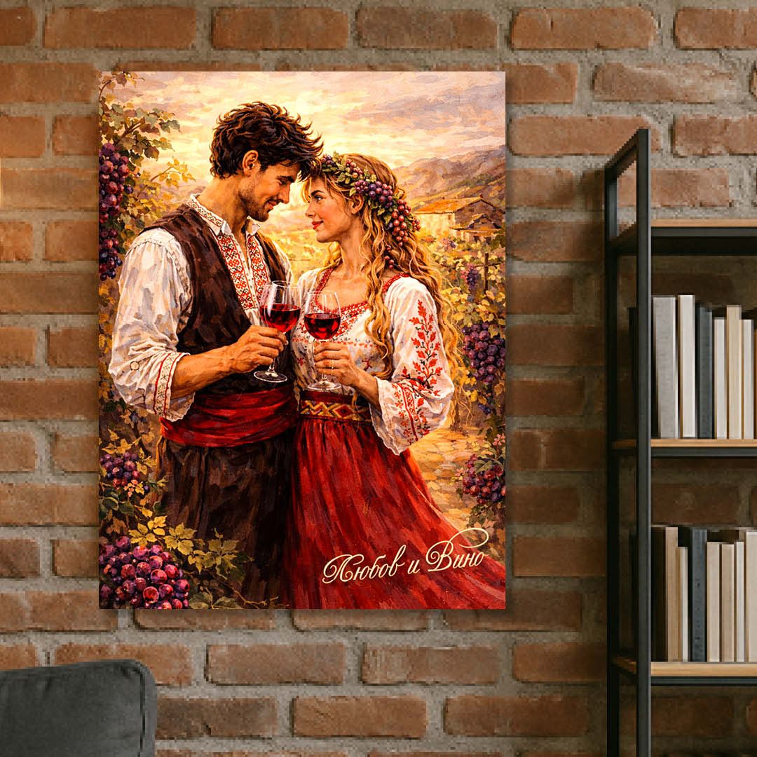 Любов и Вино – романтична картина с български мотиви Любов и Вино – романтична картина с български мотиви